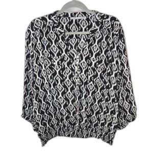 NY Collection Women's Black and White Tribal 3/4 Sleeve Top Size XL